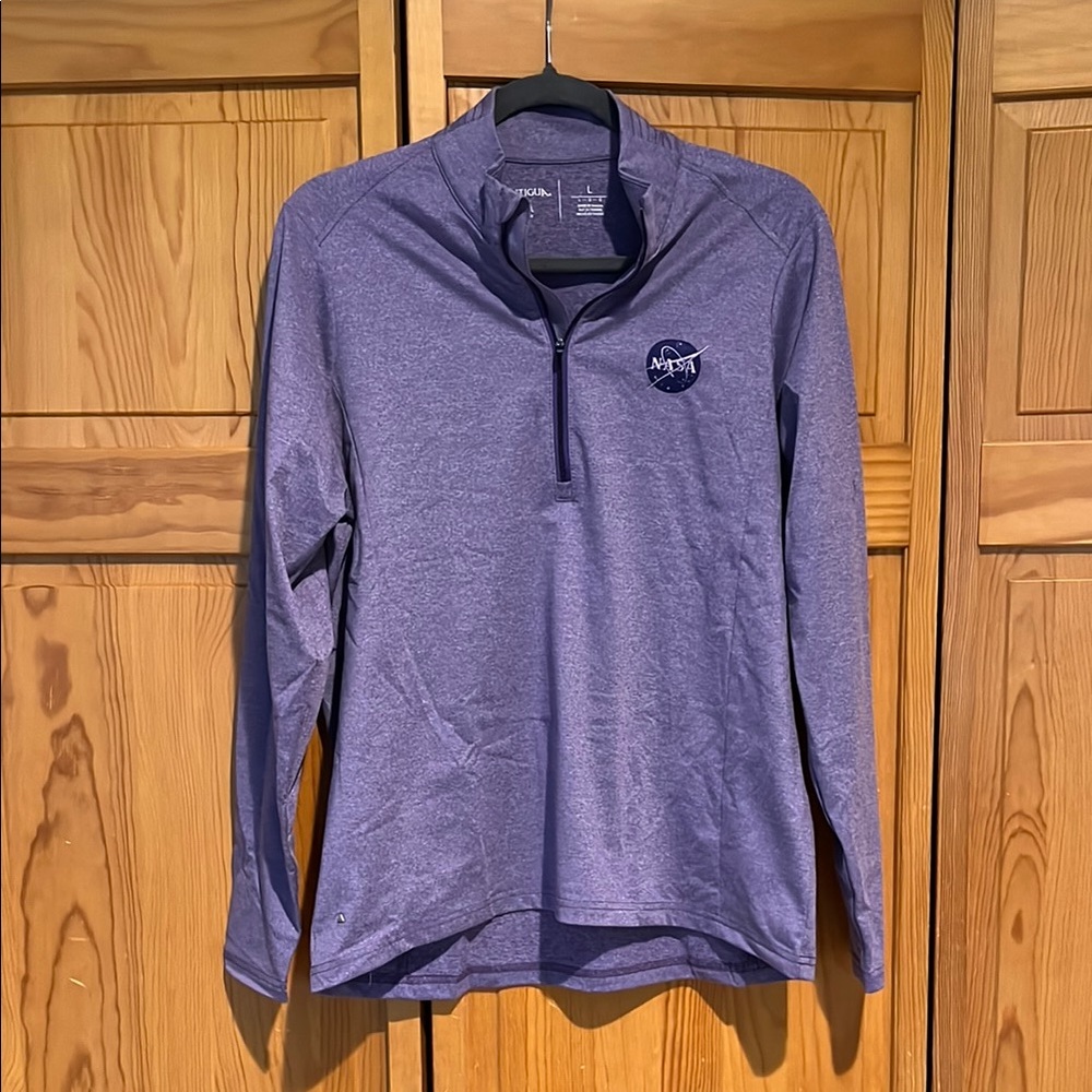 Antigua Purple Quarter-Zip Pullover NASA patch